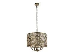 Lampadario Classico Gioiello Acciaio Ottone Vetro 5 Luci E14