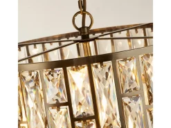 Lampadario Classico Gioiello Acciaio Ottone Vetro 5 Luci E14
