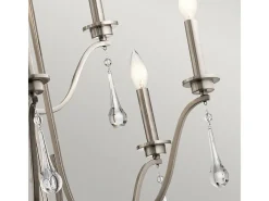 Lampadario Classico Karlee Acciaio Peltro Classico Cristallo 9 Luci E14