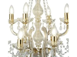 Lampadario Classico Marie Therese Acciaio Oro Vetro Trasparente 12 Luci E14