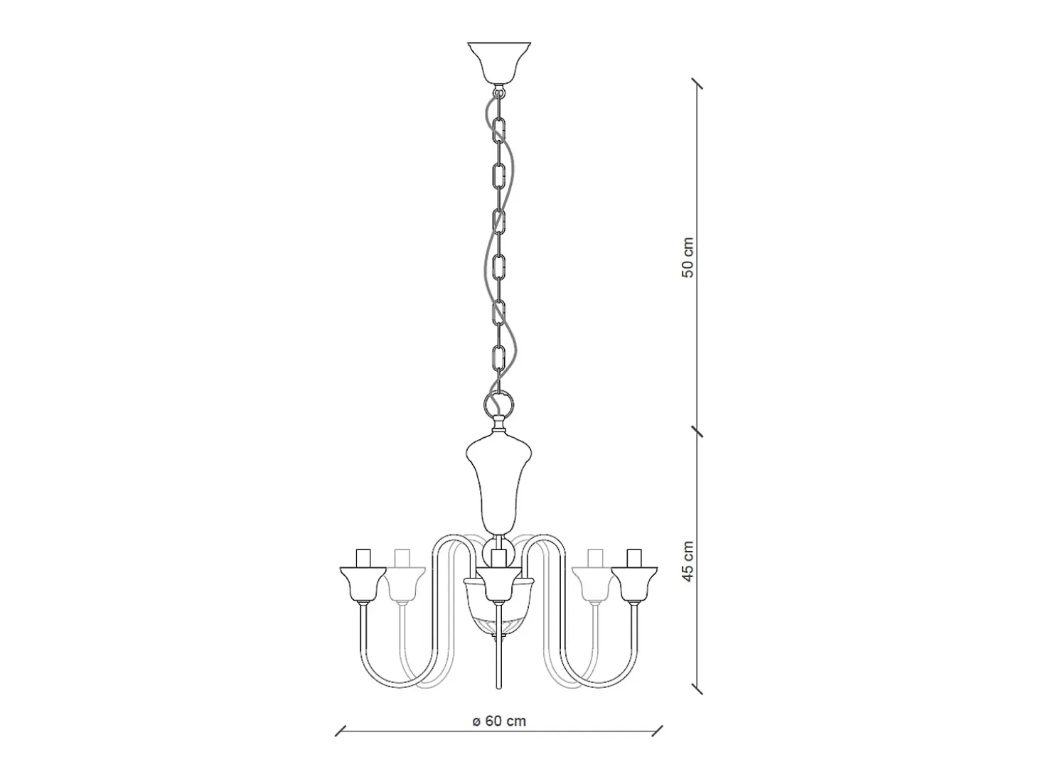 Lampadario Classico Sanremo Metallo E Ceramica Bianco Filo Blu 5 Luci E14