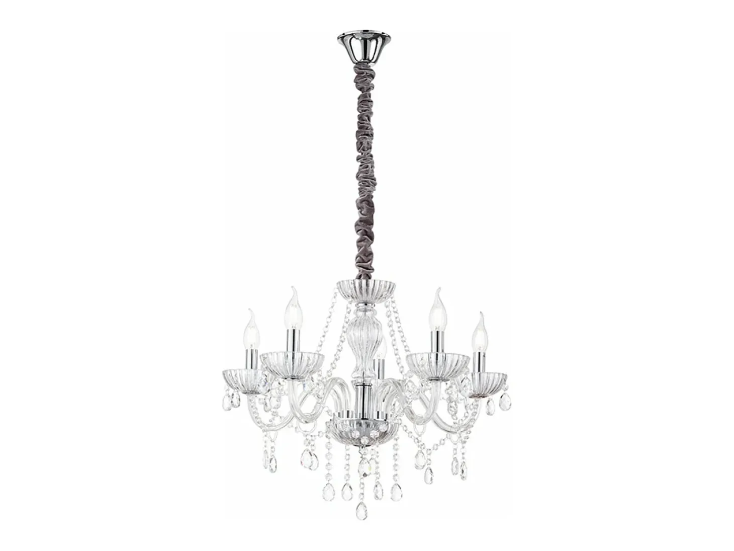Lampadario Classico Venezia Vetro Trasparente 5 Luci E14