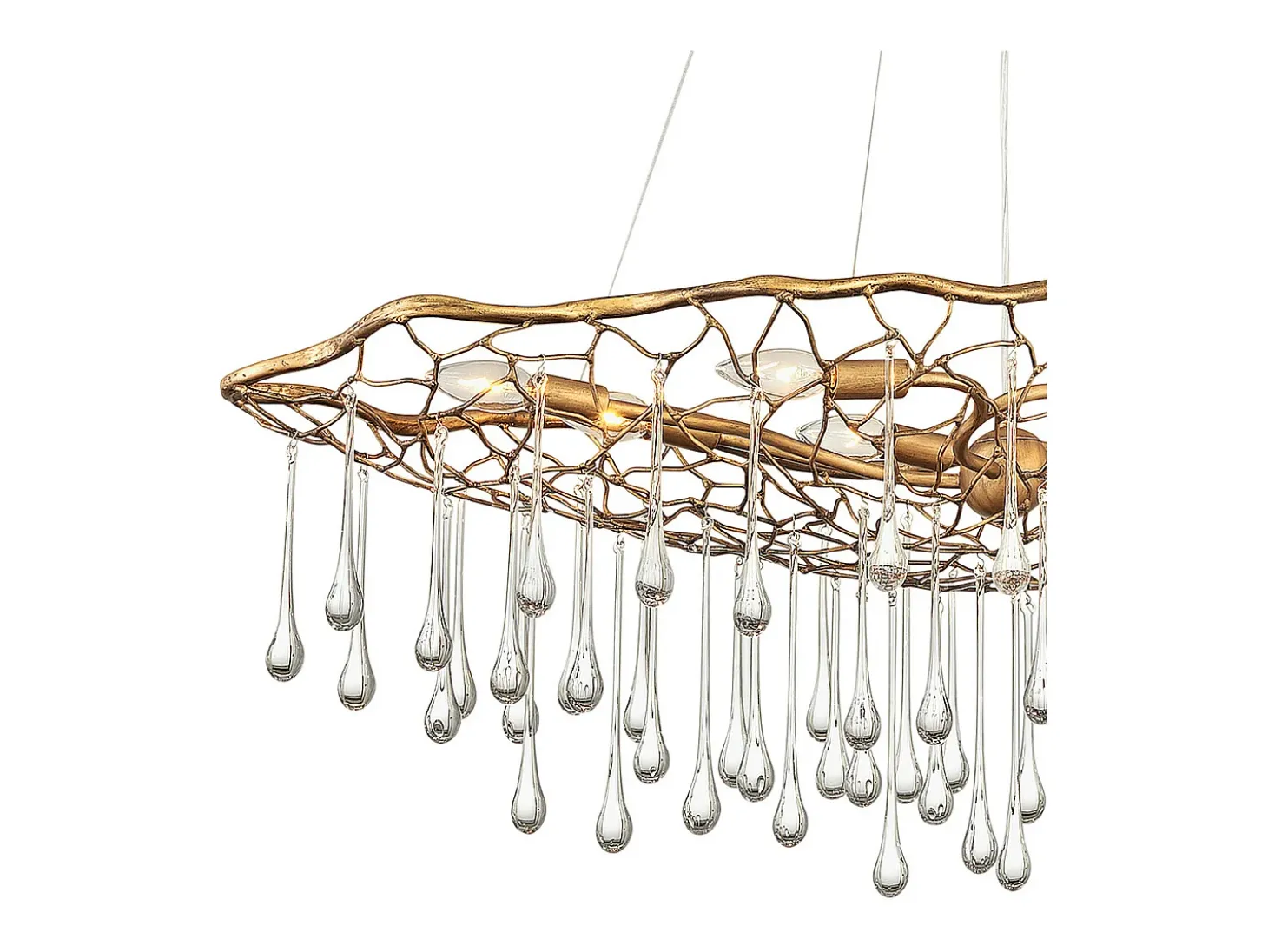 Lampadario Contemporaneo Laguna Acciaio Oro Brunito Vetro 8 Luci E14
