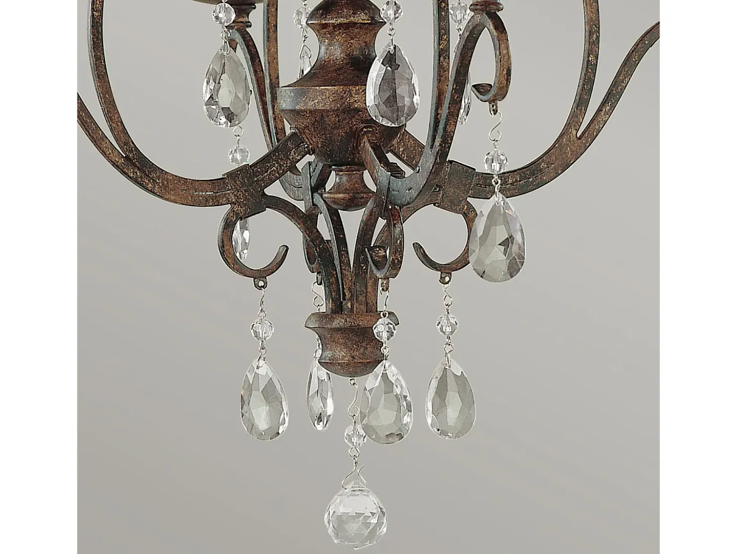 Lampadario Contemporaneo Chateau Acciaio Bronzo Moka Cristallo 4 Luci E14