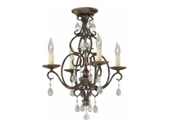 Lampadario Contemporaneo Chateau Acciaio Bronzo Moka Cristallo 4 Luci E14