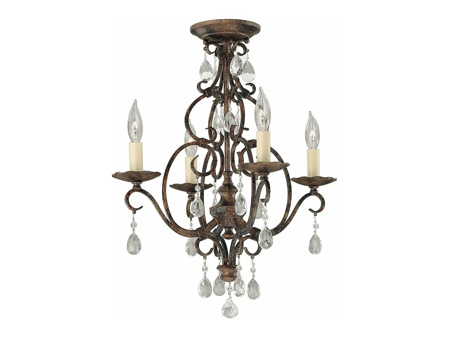Lampadario Contemporaneo Chateau Acciaio Bronzo Moka Cristallo 4 Luci E14
