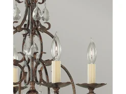 Lampadario Contemporaneo Chateau Acciaio Bronzo Moka Cristallo 4 Luci E14