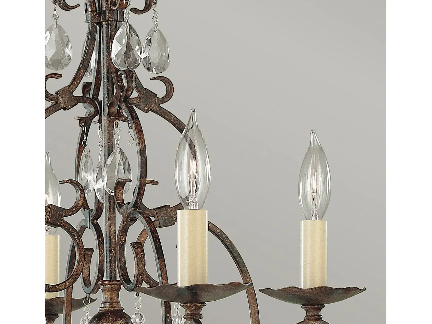 Lampadario Contemporaneo Chateau Acciaio Bronzo Moka Cristallo 4 Luci E14