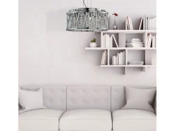 Lampadario Contemporaneo Elisa Acciaio Cromo Vetro 4 Luci G9