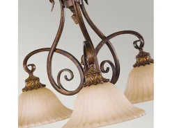 Lampadario Contemporaneo Sonoma Valley Acciaio Marrone Antico Vetro 3 Luci E27