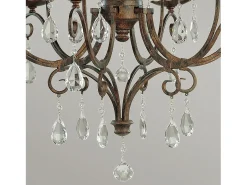 Lampadario Contemporaneo Chateau Acciaio Bronzo Moka Cristallo 6 Luci E14