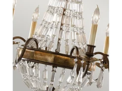 Lampadario Contemporaneo Bellini Acciaio Bronzo Ossidato Cristallo 6 Luci E14