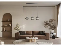 Lampadario Contemporaneo Balls Acciaio Cromo Fumè 3 Luci E14