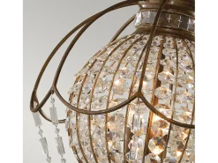 Lampadario Contemporaneo Bellini Acciaio Bronzo Ossidato Cristallo 3 Luci E14
