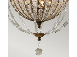 Lampadario Contemporaneo Bellini Acciaio Bronzo Ossidato Cristallo 3 Luci E14