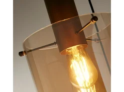 Lampadario Contemporaneo Svezia Acciaio Marrone Vetro 3 Luci E27