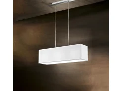 Lampadario Contemporaneo Para Hotel Metallo Cromo Tessuto Bianco 3 Luci E27