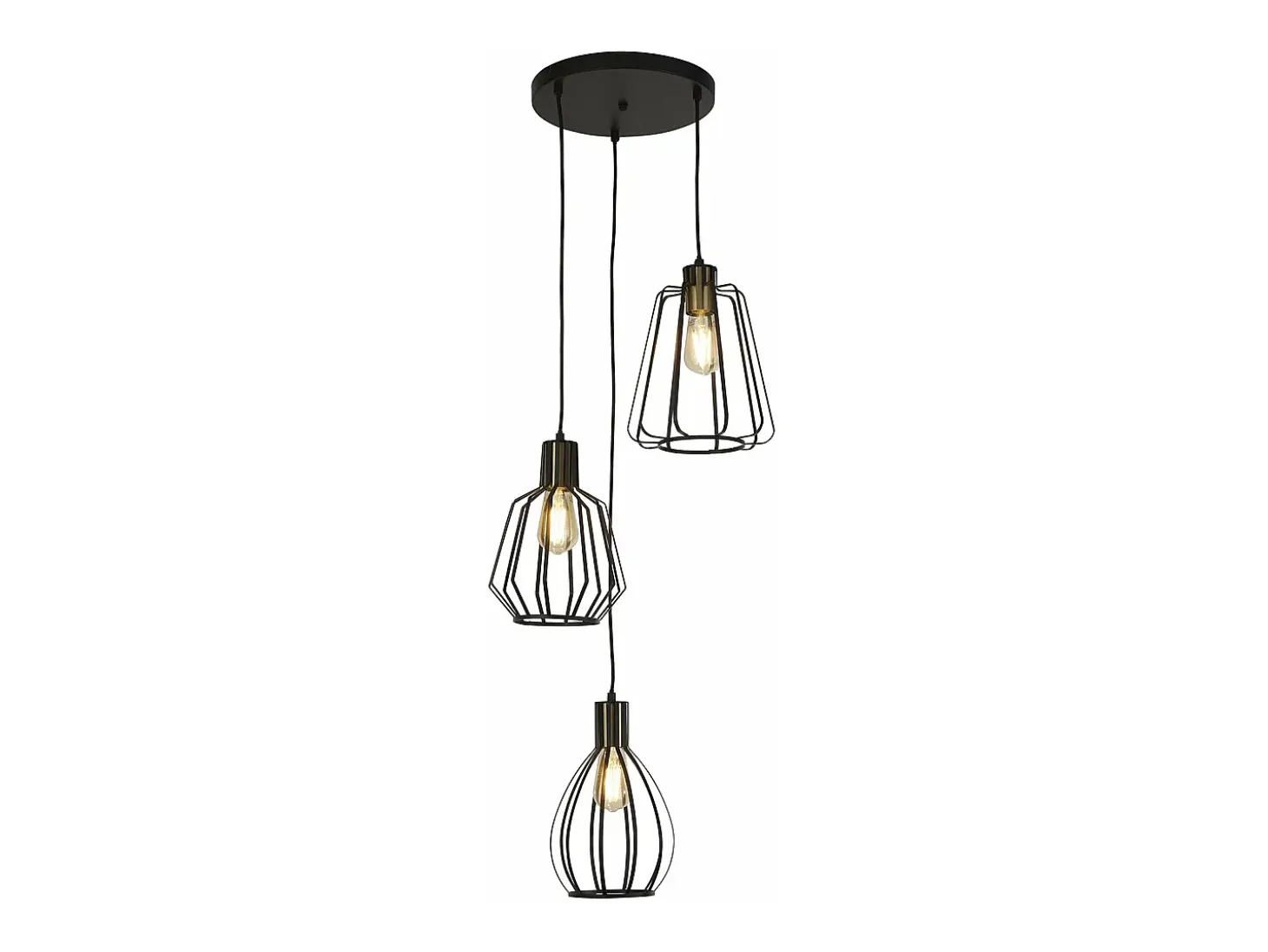 Lampadario Contemporaneo Senatore Acciaio Nero Ottone 3 Luci E27