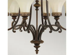 Lampadario Contemporaneo Drawing Room Acciaio Noce Vetro 6 Luci E27