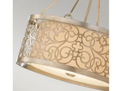 Lampadario Contemporaneo Arabesque Acciaio Foglia Argento Vetro 4 Luci E27