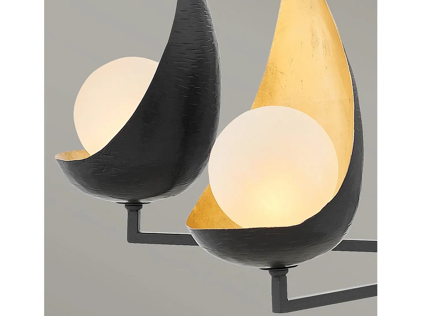 Lampadario Contemporaneo Ren Acciaio Nero Opaco Oro 5 Luci G9 3 Led