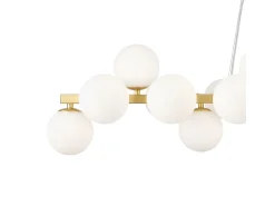 Lampadario Contemporaneo Dallas Metallo Oro E Bianco 25 Luci Diffusori Vetro