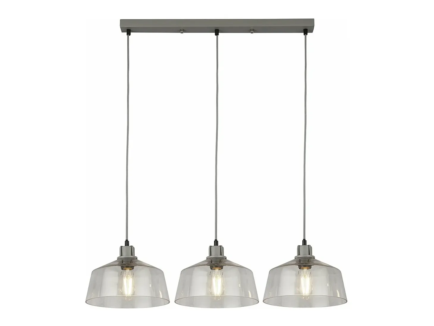 Lampadario Contemporaneo Odéon Acciaio Grigio Trasparente 3 Luci E27