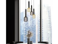 Lampadario Contemporaneo Dulwich Acciaio Nero 4 Luci E27