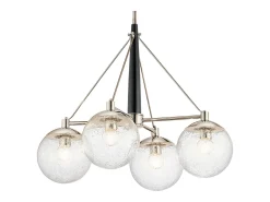 Lampadario Contemporaneo Marilyn Acciaio Nichel Lucido Vetro 4 Luci E27