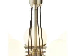 Lampadario Contemporaneo Sfera Acciaio Ottone Vetro 5 Luci E14