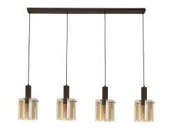 Lampadario Contemporaneo Svezia Acciaio Marrone Vetro 4 Luci E27