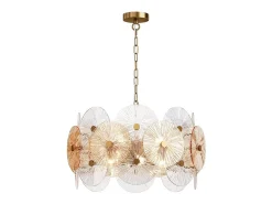 Lampadario Contemporaneo Aster Metallo Oro 8 Luci Con Diffusore In Vetro