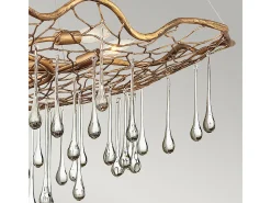Lampadario Contemporaneo Laguna Acciaio Oro Brunito Vetro 6 Luci E14