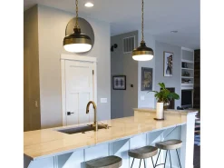 Lampadario Contemporaneo Cadence Acciaio Ottone Antico Vetro Nero 2 Luci E27