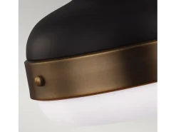 Lampadario Contemporaneo Cadence Acciaio Ottone Antico Vetro Nero 2 Luci E27