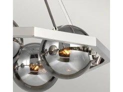 Lampadario Contemporaneo Harper Acciaio Nichel Lucido Vetro 5 Luci E14