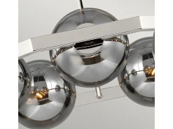 Lampadario Contemporaneo Harper Acciaio Nichel Lucido Vetro 5 Luci E14