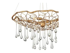 Lampadario Contemporaneo Laguna Acciaio Oro Brunito Vetro 4 Luci E14