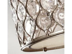 Lampadario Contemporaneo Lucia Acciaio Argento Brunito Cristallo 3 Luci E27