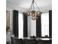 Lampadario Contemporaneo Harper Acciaio Nichel Lucido Vetro 7 Luci E14