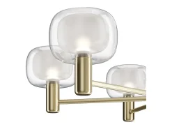 Lampadario Contemporaneo Vision Alluminio Oro 6 Luci Diffusori In Vetro Trasp