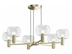 Lampadario Contemporaneo Vision Alluminio Oro 6 Luci Diffusori In Vetro Trasp
