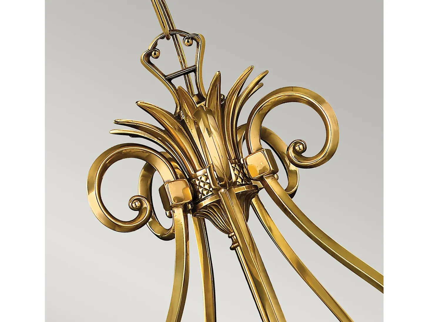 Lampadario Contemporaneo Plantation Ottone Bronzo Brunito Vetro 5 Luci E27