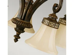 Lampadario Contemporaneo Drawing Room Acciaio Noce Vetro 5 Luci E27