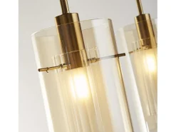 Lampadario Contemporaneo Duetto 3 Acciaio Ottone Vetro 3 Luci E14
