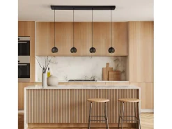 Lampadario Contemporaneo Eindhoven Acciaio Nero 4 Luci Gu10