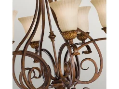 Lampadario Contemporaneo Sonoma Valley Acciaio Marrone Antico Vetro 6 Luci E27