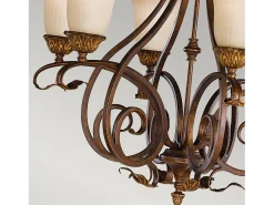 Lampadario Contemporaneo Sonoma Valley Acciaio Marrone Antico Vetro 6 Luci E27