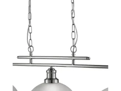 Lampadario Contemporaneo Bistro Acciaio Argento Vetro 3 Luci E27