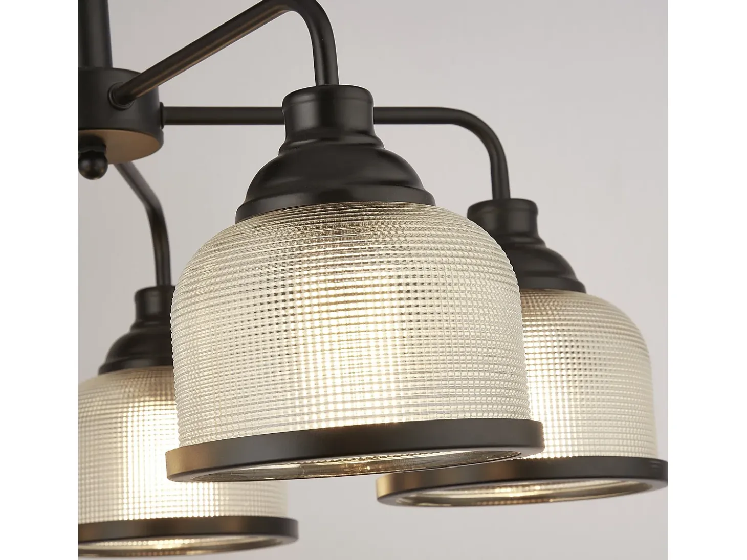 Lampadario Contemporaneo Highworth Acciaio Nero Vetro Trasparente 5 Luci E27